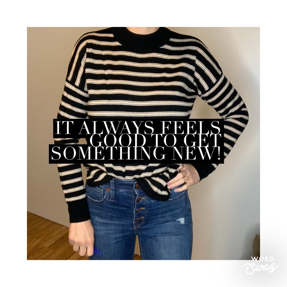 Madewell Mockneck Boxy Pullover Sweater in stripe